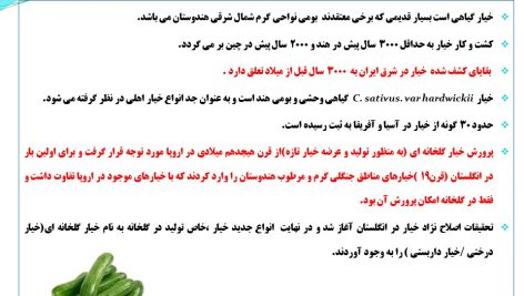 دانلود پاورپوینت خیار گلخانه ای (کتابچه محصول باغبانی)