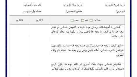 گزارش کارورزی پیش دبستانی word